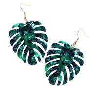 OKUMEYR Lightweight Monstera Leaf Earrings for Women Creative Green Alloy Dangle Jewelry Comfortable Fit for Travel Shopping Party Wear Unique Tropical Design Gift