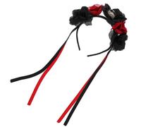 OKUMEYR Lightweight Skull Headband with Rose Flower Design, Cloth Material Halloween Hair Adornment, Easy to Match Outfit, for Halloween Masquerade and Stage Performance