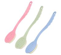 OKUMEYR Long Handle Bath Brush Set Effective Back Cleaning with Abs and Pbt Material 3pcs Soft Bristle Body Cleaning Scrubbers Bathing Accessories Random Color for Taking a Shower