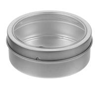 OKUMEYR Magnetic Fridge Container with Lid, Round Metal Spice Box for Kitchen and Cabinet, Space Saving, Easy to Stick on Metal Surface, Silver
