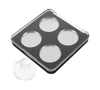 OKUMEYR Magnetic Makeup Palette with Mirror and 4 Refillable 36.5mm round Metal Pans for DIY Cosmetics, Easy Application, Sl lack Plastic and Metal Design for Travel Makeup Bag