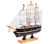 OKUMEYR Mediterranean Style Wooden Sailboat Ornament Portable Desktop Decor for Living Bedroom Bar Wine Cabinet Beach Nautical Theme Wooden Artifacts