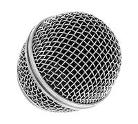 OKUMEYR Mic Ball Head Replacement Mesh Grill for Microphone Grille Cover with Collision Protection Silver Half Steel Mesh for Standard Dynamic Mics Noise Reducing