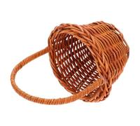 OKUMEYR Mini Decorative Children’s Wicker Basket 8x5cm Light Brown Handheld Storage Basket DIY Prop for Desktop Organization and Boys and Girls’ Craft Activities