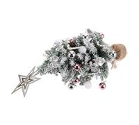 OKUMEYR Miniature Artificial Christmas Tree with Base Flocked Pine for Desk Tabletop Indoor Holiday Decor Compact Xmas Accent Without Lights Silver