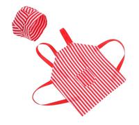 OKUMEYR Miniature Doll Chef Apron and Mini Chef Hat Set for Dollhouse Accessories Red and White Striped High-detail Crafting Supplies for Doll Enthusiasts and Baking Scene Decoration
