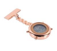 OKUMEYR Multifunctional Rose Gold Nurse Fob Watch Digital Display Electronic Pocket Watch with Alarm and Timer Unisex Hanging Lapel Pin for Staff and Students