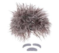 OKUMEYR Old Man Scientist Costume Set with Realistic Brown Braided Wig Fake Mustache and Eyebrows Fun Party Dress-up for Grandpa Halloween Cosplay and Themed Events