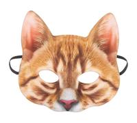 OKUMEYR Orange Cat Face Mask Half Eyes Funny Cat Design in Eva and Fabric for Halloween Masquerade Banquet Unisex Practical Costume Accessory