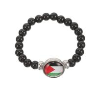 OKUMEYR Palestine Flag Themed Beaded Bracelet for Men Women Black Wristlet Accessory Decorative Jewelry Symbolizing Versatile for Casual Formal Attire