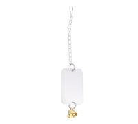 OKUMEYR Parrot Cage Hanging Mirror Bird with Bell Silver Metal | 6 X 10cm Ornament, for Parrot and Parakeet Cages at Home or Shop