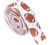 OKUMEYR Polyester Ribbon Roll Rugby Pattern for Sewing and Bow Making, Practical and Long Enough Ribbon for Xmas Party Decorations and Craft Projects