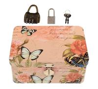 OKUMEYR Portable Iron Storage Box with Coded Lock, Cute Desktop Organizer for Cosmetics, Trinkets, and Small Items, Rectangular Lockable Storage Case for Home and Office Use