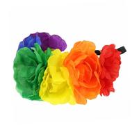 OKUMEYR Rainbow Floral Headband for Women Elastic Hair Accessories for Lgbt Pride Month Beautiful Flower Design for Parties and Festivals Rainbow Rose Wreath