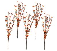 OKUMEYR Realistic Orange Berry Branches 5pcs Artificial Berry Picks Christmas Decorations for Wreath Table Centerpiece