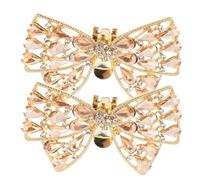 OKUMEYR Rhinestone Bow Shoe Clips 2Pcs Golden Alloy Buckle Decorations for Women Wedding Accessories Party Use