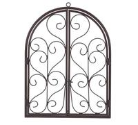 OKUMEYR Rustic Farmhouse Faux Window Wall Decor Iron Arched Window Frame for Indoor Spaces and Entryway, Versatile Decorative Use with Easy Installation, Brown Vintage Style