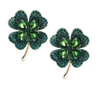 OKUMEYR Shamrock and St Patrick's Day Green 2pcs Brooch Pin with Rhinestones Lightweight Metal Collar Pins Accessories for Women for Special Occasion