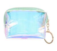 OKUMEYR Small Transparent Laser Keychain Wallet for Women Teens Compact Coin Purse with Secure Card Holder Lightweight Mini Pouch for College Students and Green Fashion Accessory