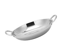 OKUMEYR Stainless Steel Griddle Pan Small Cooking Pot Double Handle Pans for Cooking for Kitchen Use for Small Hot Pot Dishes