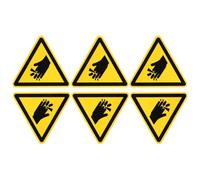 OKUMEYR Stickers and Self-adhesive Warning for 6pcs Yellow Vinyl Reminder, Strong Adhesion Crushing Risk Safety Signs Machinery Equipment Hand Industrial Use
