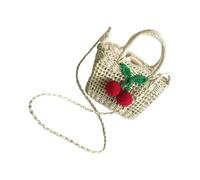 OKUMEYR Straw Weaving Single-Shoulder Bag for Crossbody Pouch with Moderate Storage Lightweight Handbag for Camping and Daily Use Beige Woven Design