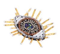 OKUMEYR Stylish Yellow Cloth Clothing Patch for Garments, Creative DIY Embroidery Patch Delicate Beaded Eye Design, for Covering Holes Or Scars on Clothes