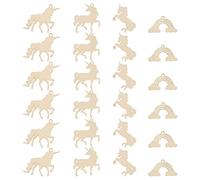 OKUMEYR Unicorn Wooden Cutouts Set for Handicrafts and Craft Projects, Khaki Synthetic Material DIY Wood Slices with Rainbow and Unicorn Shapes, for Writing and Painting