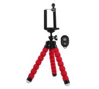 OKUMEYR Universal Extendable Selfie Stick Tripod Stand Remote for Smartphone Photography, Portable Red Sponge Octopus Phone Holder Suitable for Travel and Vlogging