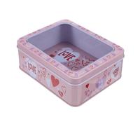 OKUMEYR Valentine S Day Cookie Tin Box with Lid Metal Biscuit Container for Sweet Candy Storage Portable Leakproof Packaging for Holiday Treats Small Valentine Party Present Box