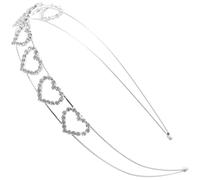 OKUMEYR Valentines Heart Headband Rhinestone Double Layer Metal Hairband Lightweight Comfortable Accessory for Weddings and Events with Beautifully Crafted Design
