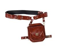 OKUMEYR Vintage Renaissance Medieval Belt Pouch Thigh Bag for Women in Brown Artificial Leather, Hands-Free Waist Pack Keeps Belongings Safe, for Walking and Halloween Events