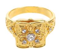 OKUMEYR Vintage Wedding Ring with Secret Compartment Flip-top Carved Details and Sparkling Rhinestones Locket Ring for Women Versatile for Daily Wear Parties and Dates