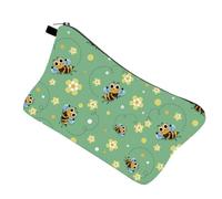 OKUMEYR Waterproof Cosmetic Organizer Travel Bag with Bee Print, Zipper Closure, Polyester Material, Leakproof Design, Lightweight Washing Bag for Traveling