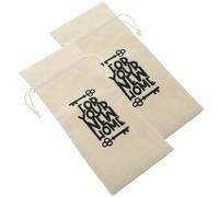 OKUMEYR Wine Carrier Bags Easy to Open 2pcs Cotton Linen with Drawstring Design Wine Bottle Bags Beige for Festivals and Wedding Party for Chocolate and Candy