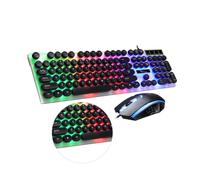 OKUMEYR Wired USB Computer Keyboard and Mouse Combo with Backlit Mechanical Feel Keys, Portable Plastic Design, Easy to Carry, Suitable for Computer and Phone Use Outdoors and Travel