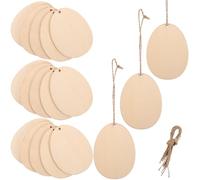 OKUMEYR Wooden Egg Shape Cutouts 50Pcs 10Cm Unpainted Wood Discs for Easter Crafting and Hand-Painted Decorations