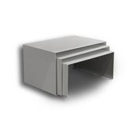 OKUNAII Trio of Nesting & Stackable Kitchen Shelf, Cupboard & Spice Rack Organisers - Light Grey Powder-Coated Finish - Set of 3 Freestanding Steel Storage Racks for Kitchens, Pantries & Cupboards