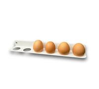 Okunaii Wall Mount Egg Holder Rack - 6 Egg Capacity - White Powder-Coated Steel Storage Tray - Wall-Mounted Kitchen Organiser - UK Made - Holds Half a Dozen Eggs