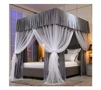 OKUOKA Double bed canopy mosquito net, Four-season blackout and dustproof bed curtain, Spring/summer/autumn/winter bedroom decoration (Color : Gray-1, Size : 200X220X200CM)