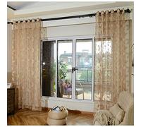 OKUOKA Lace Embroidery Sheer Curtain,Semi sheer curtain panel,Grommet Window Curtain,Drape Panel Voile Curtain,Soft/Breathable/Tulle curtain,Light Weight Bedroom Curtain,for Living Room B