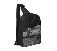 OKVBNUYT Astronauts At Work Chest Bag Dual Pocket – Stylish Waterproof Oxford Fabric Crossbody Bag With Full-Print Front Panel, Perfect For Outdoor & Daily Use (70-120cm Adjustable Strap)