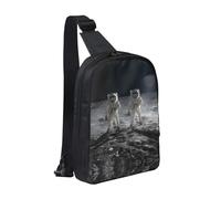 OKVBNUYT Astronauts At Work Chest Bag Dual Pocket – Stylish Waterproof Oxford Fabric Crossbody Bag With Full-Print Front Panel, Perfect For Outdoor & Daily Use (70-120cm Adjustable Strap)