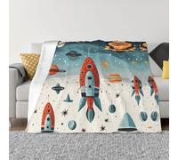 OKVBNUYT Cartoon Rockets Ultra-Soft Microfine Flannel Blanket â€“ Lightweight, Durable, And Soft For Beds, Sofas, Camping, And More