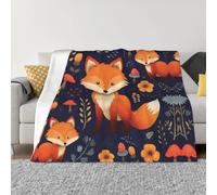 OKVBNUYT Cute Animal Fox Flower Ultra-Soft Microfine Flannel Blanket – Lightweight, Durable, And Soft For Beds, Sofas, Camping, And More