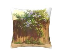 OKVBNUYT Flowers On The Wooden Fence Fashionable Throw Pillow Cover – Soft 100% Polyester Decorative Throw Pillow With Hidden Zipper And Double-Sided Print For Home And Car Use