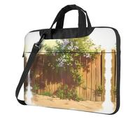 OKVBNUYT Flowers On The Wooden Fence Stylish Laptop Bag – Full-Side Print, 600d Polyester Oxford & Soft Fabric Lining For Ultimate Protection And Versatility