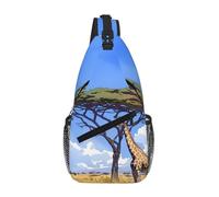 OKVBNUYT Giraffes On The African Savannah Cross Chest Bag Diagonally – Lightweight Durable Polyester Crossbody Bag With Large Capacity, Adjustable Strap For Travel, Work & Daily Use