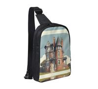 OKVBNUYT Manga Villa Chest Bag Dual Pocket – Stylish Waterproof Oxford Fabric Crossbody Bag With Full-Print Front Panel, Perfect For Outdoor & Daily Use (70-120cm Adjustable Strap)