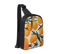 OKVBNUYT Orange Chest Bag Dual Pocket – Stylish Waterproof Oxford Fabric Crossbody Bag With Full-Print Front Panel, Perfect For Outdoor & Daily Use (70-120cm Adjustable Strap)